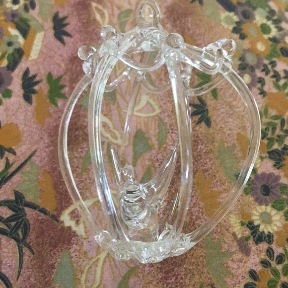 Hand Blown Glass Bird Cage Ornament - Picture 2 of 7
